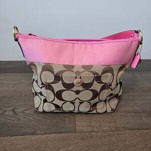 Stylish Pink and Brown Women's Coach Bag